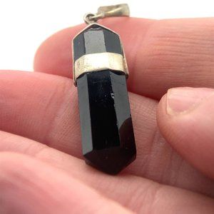 Black Tourmaline 30.25ct Solid 925 Sterling Silver Pendant